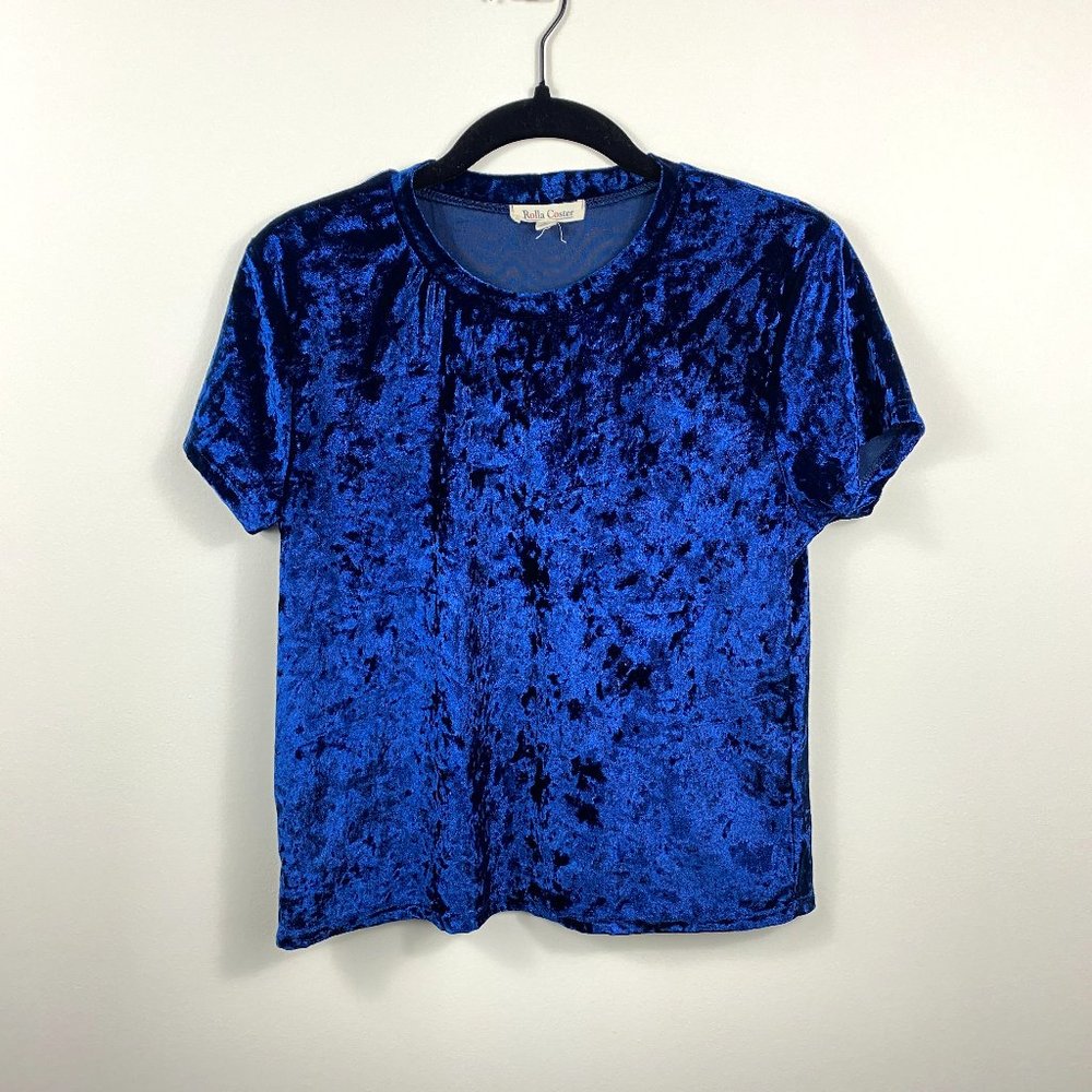 Velvet Crop Top- Blue
